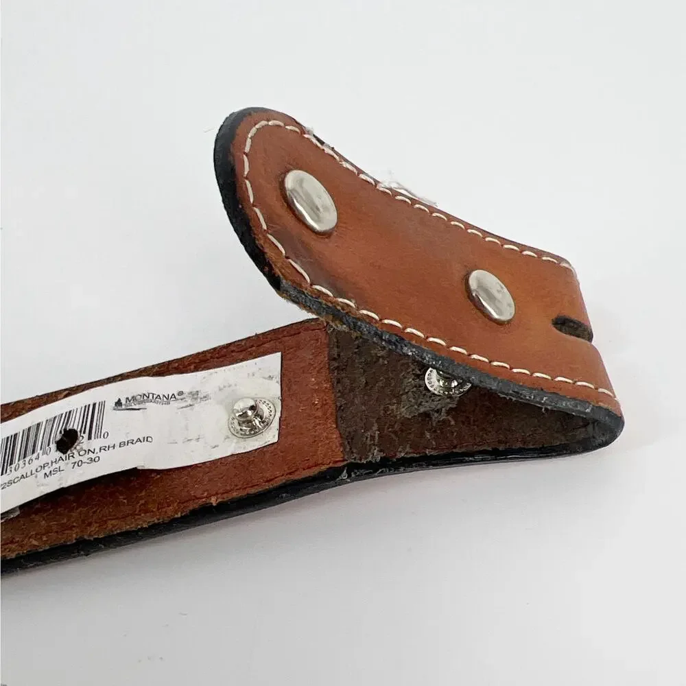 Montana Silversmiths scalloped hair on cow hide western concho belt MSL70 30